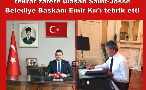 YTB Başkanı Abdullah Eren tekrarlanan seçimde de zafere ulaşan Brüksel bölgesinin Saint-Josse Belediye Başkanı Emir Kır’ı tebrik etti.